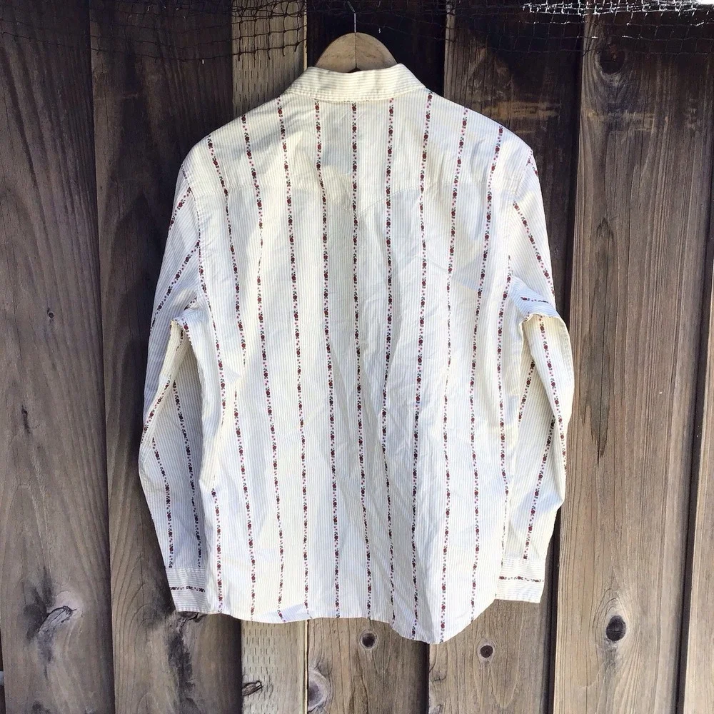 Levi's Western Snap Shirt Floral Stripe Standard Fit Pearl Snap Men's Medium NWT